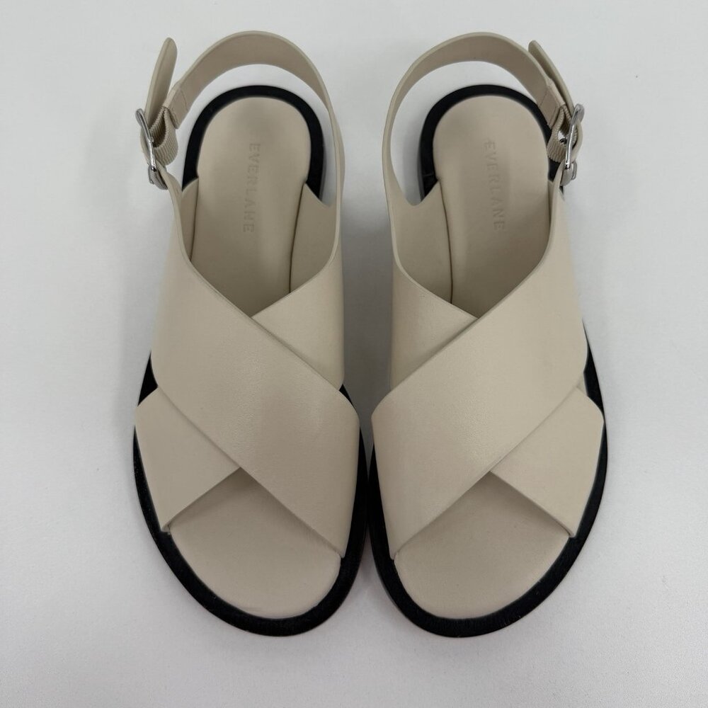 Everlane The City Crossover Sandals size 7.5 in Cream Leather Ankle Strap Buckle - Picture 6 of 8